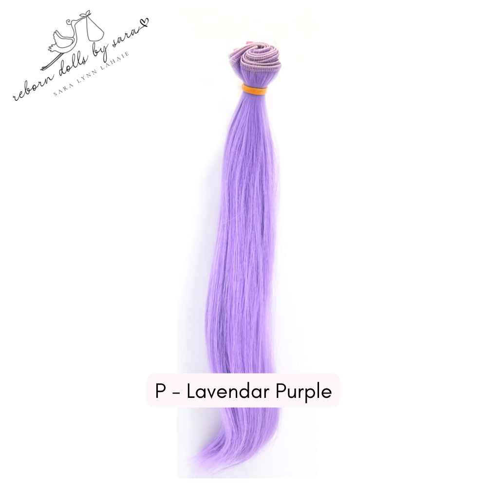 Lavendar purple synthetic doll hair for rooting reborn dolls, Blythe Dolls, BJD Dolls, and alternative reborns such as Chucky dolls, Annabelle, Grinch babies, Alien reborns, Avatar reborn babies etc.