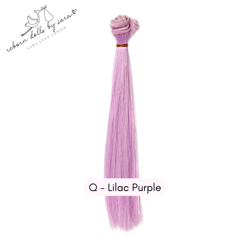Lilac purple synthetic doll hair for rooting reborn dolls, Blythe Dolls, BJD Dolls, and alternative reborns such as Chucky dolls, Annabelle, Grinch babies, Alien reborns, Avatar reborn babies etc.