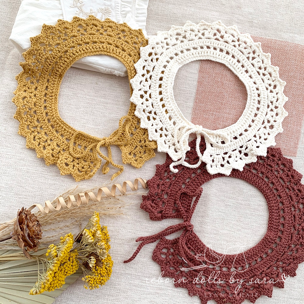 Vintage Spanish Baby clothing crochet lace collar for baby girls and reborn dolls.