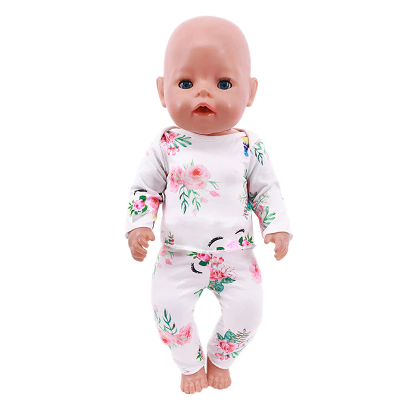 white unicorn Preemie and small doll pyjamas for micro and mini reborn dolls up to 17" in height, Berenguer babies, American Girl Dolls, Baby Alive, Baby Born, Tink, Twin A, Twin B, Delilah, etc.