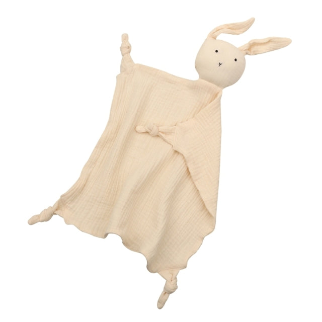 Cream teething cloth with bunny for reborn art dolls or cuddle babies.